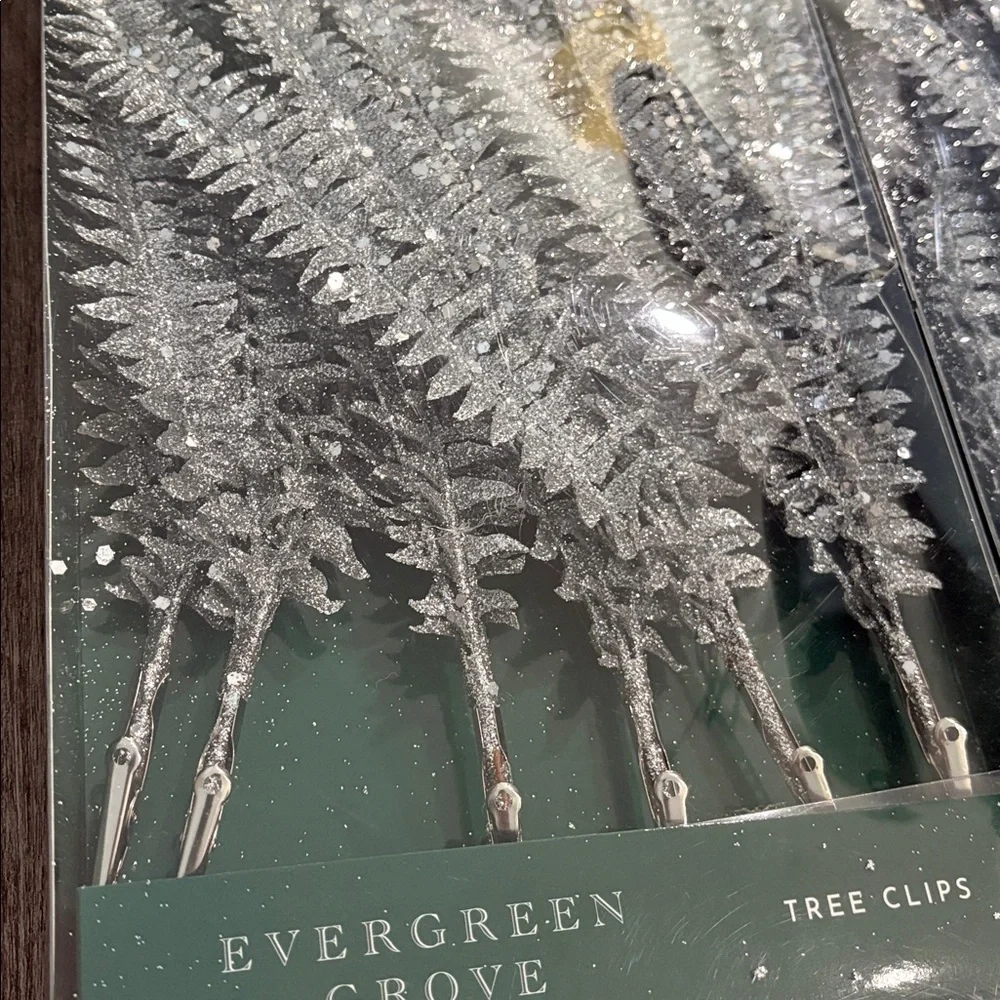 Silver Glitter Faux Fern Tree Clips two new packages